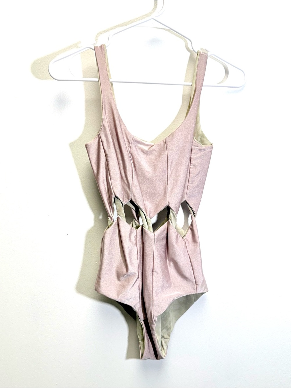 Samantha Pleet Tabernacle Pink Shimmer Open Twist Reversible Swimsuit Small - Picture 2 of 11